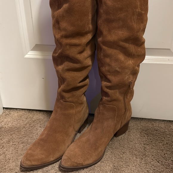 Size 10 Brown Swede leather riding boots - Picture 2 of 9